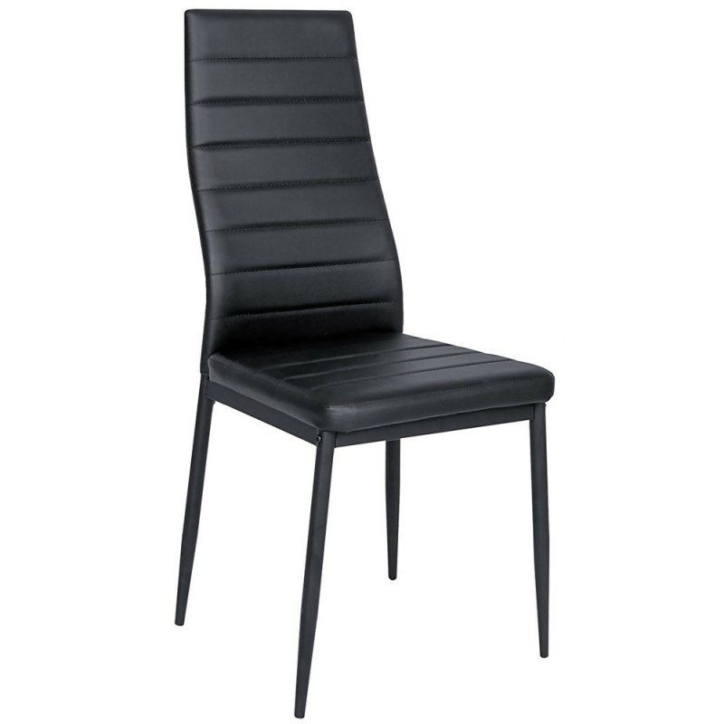 Set of 4 Black Modern Faux Leather Armless High Back Dining Chairs - Dining Chair - British D'sire
