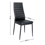Set of 4 Black Modern Faux Leather Armless High Back Dining Chairs - Dining Chair - British D'sire