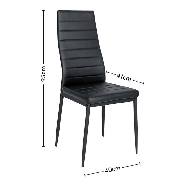 Set of 4 Black Modern Faux Leather Armless High Back Dining Chairs - Dining Chair - British D'sire
