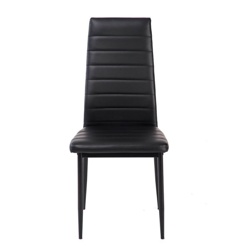Set of 4 Black Modern Faux Leather Armless High Back Dining Chairs - Dining Chair - British D'sire