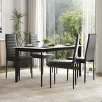 Set of 4 Black Modern Faux Leather Armless High Back Dining Chairs - Dining Chair - British D'sire