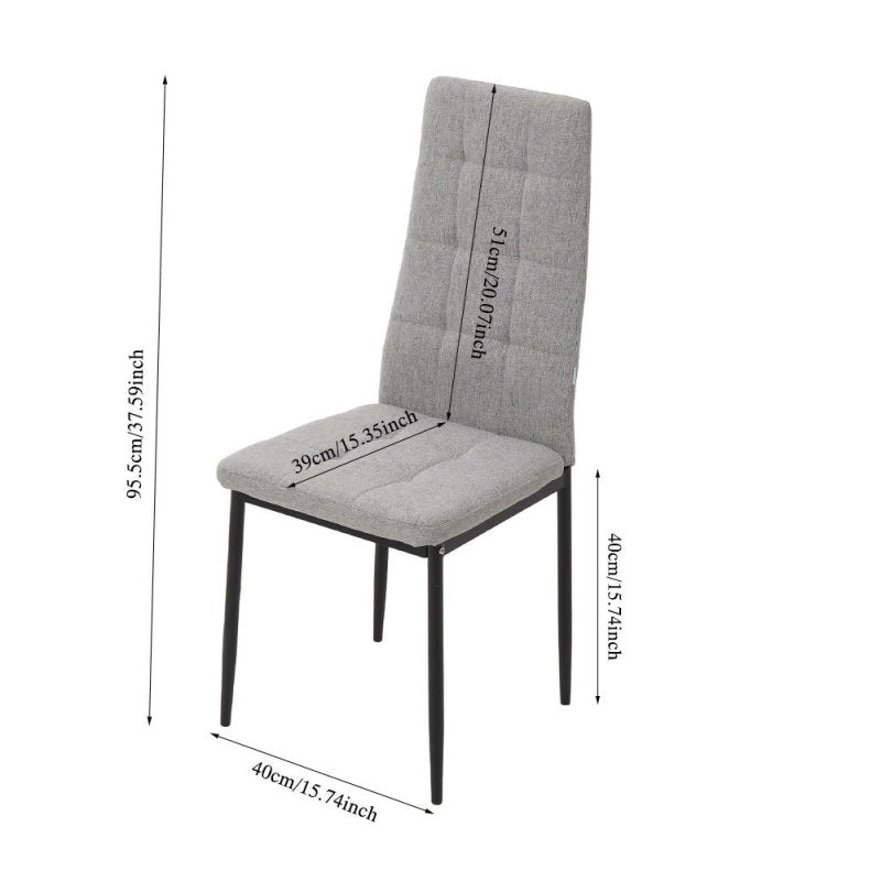 Set of 4 Grey Linen Fabric Modern Dining Chairs - Dining Chair - British D'sire