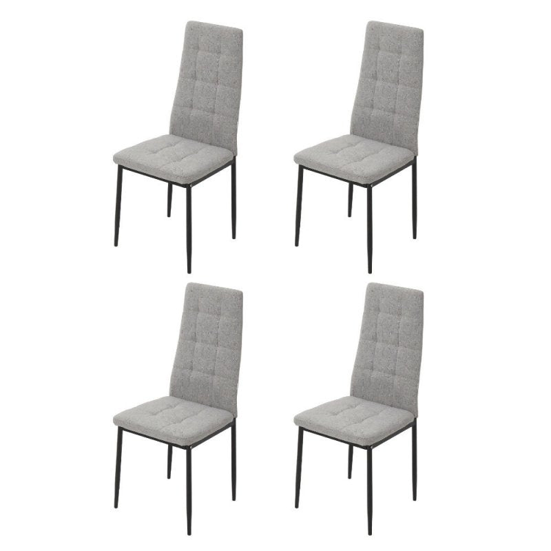 Set of 4 Grey Linen Fabric Modern Dining Chairs - Dining Chair - British D'sire