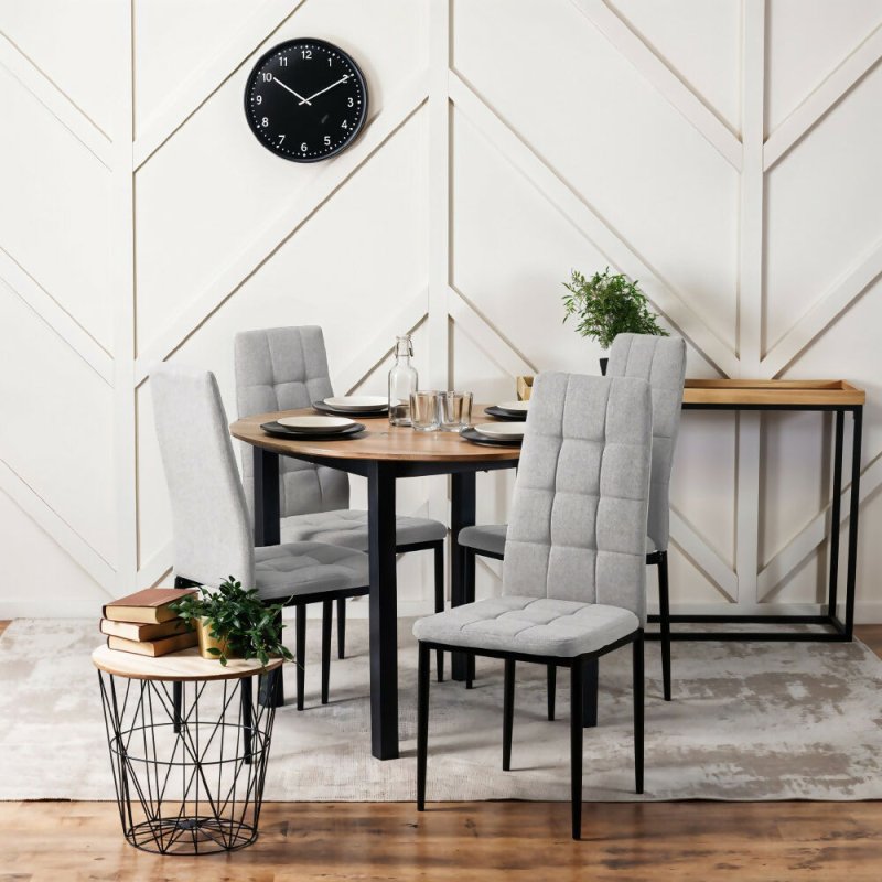 Set of 4 Grey Linen Fabric Modern Dining Chairs Secondary image