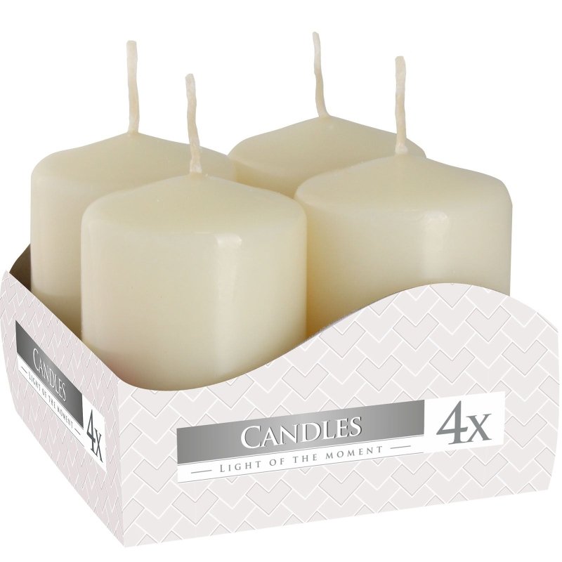Set of 4 Pillar Candles 40X60Mm - Ivory - Pillar Candle - British D'sire Main image