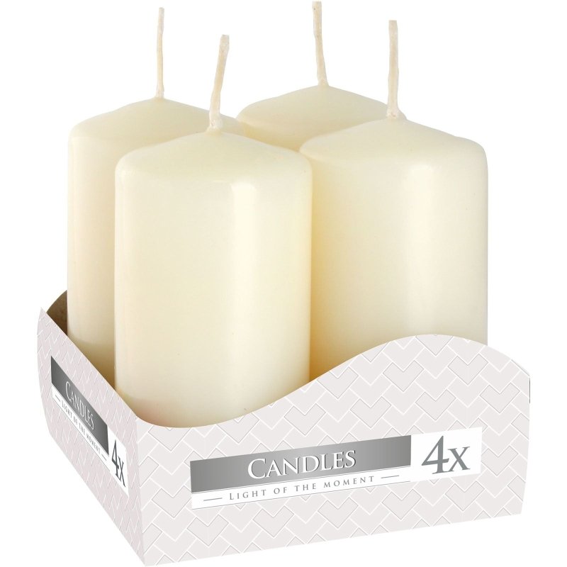 Set of 4 Pillar Candles 40X80Mm - Ivory - Pillar Candle - British D'sire