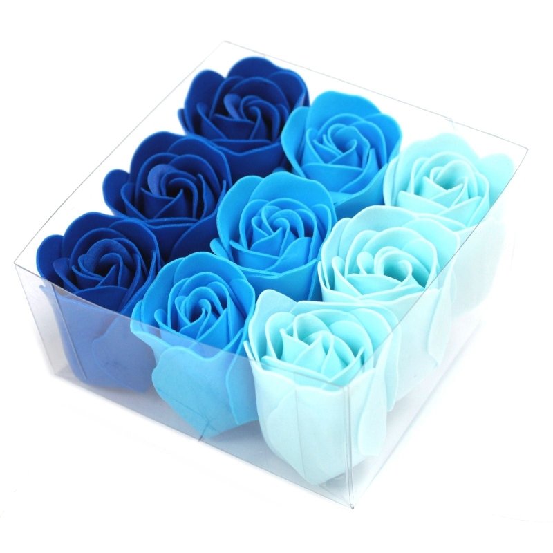 Set of 9 Soap Flowers - Blue Wedding Roses - Luxury Soap Flowers - British D'sire
