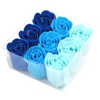 Set of 9 Soap Flowers - Blue Wedding Roses - Luxury Soap Flowers - British D'sire