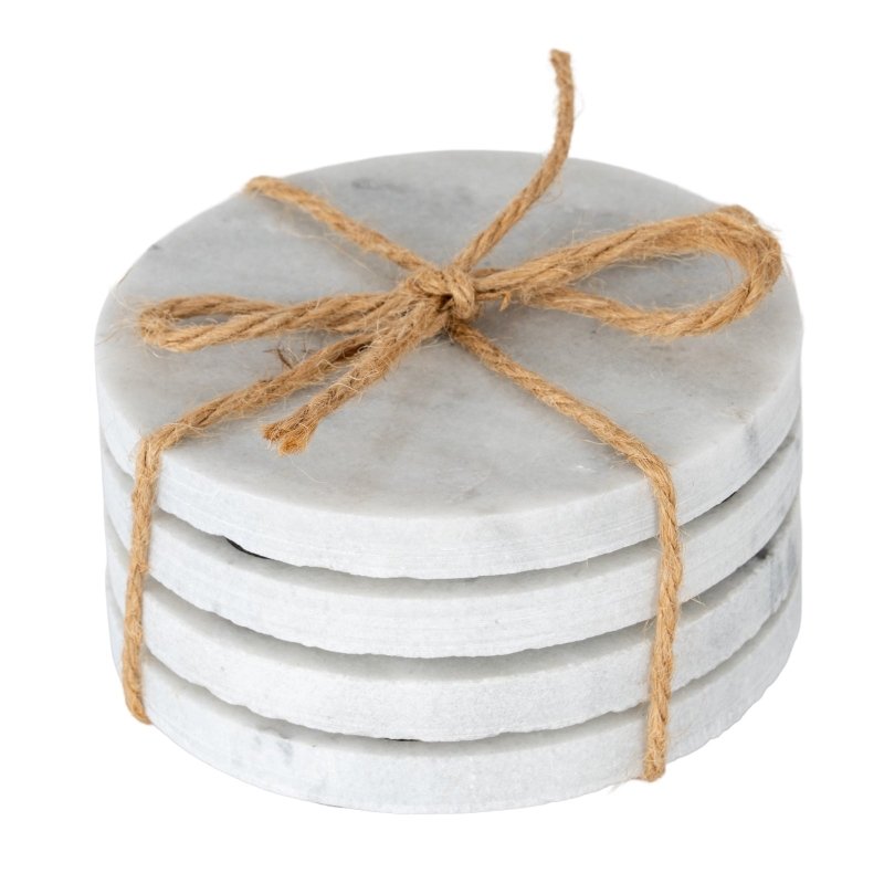 Set of Four Round Marble Coasters - Felt Placemats & Coasters - British D'sire