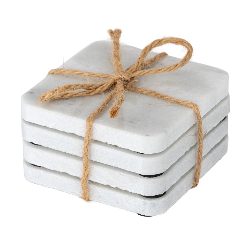 Set of Four Square Marble Coasters - Felt Placemats & Coasters - British D'sire Main image
