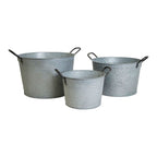 Set of Three Aged Zinc Buckets - Plant Pot - British D'sire