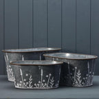 Set of Three Meadow Oval Zinc Planters - Plant Pot - British D'sire