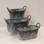 Set of Three Meadow Zinc Oval Planters - Plant Pot - British D'sire