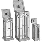 Set Of Three Wooden Lanterns With Archway Design - Lanterns - British D'sire