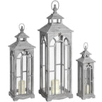 Set Of Three Wooden Lanterns With Archway Design - Lanterns - British D'sire