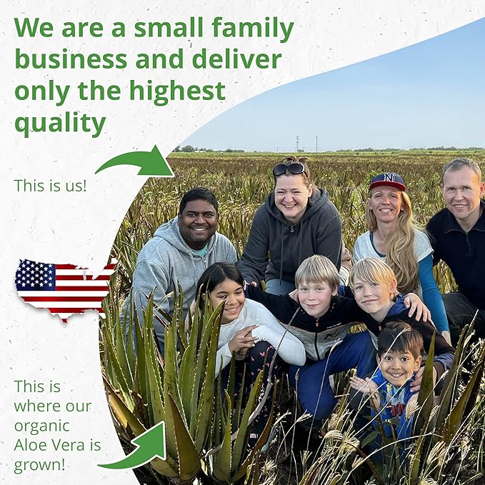Seven Minerals Organic Aloe Vera Gel with 100% Pure Aloe from Freshly Cut Aloe - NO ACRYLATES & CROSSPOLYMERS, so it absorbs rapidly with No sticky residue - Big 355 ml / 12 fl oz - British D'sire