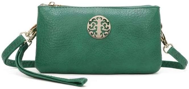 She & Bags Women Golden Badge Detail Multi Function Doubel Compartments Small Wristlet Purse Clutch Crossbody Messenger Handbag - Handbags & Shoulder Bags - British D'sire