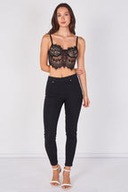 Sheer Lace Eyelash Trim Bralette - Top - British D'sire
