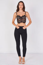 Sheer Lace Eyelash Trim Bralette - Top - British D'sire