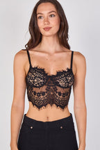 Sheer Lace Eyelash Trim Bralette - Top - British D'sire