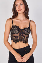 Sheer Lace Eyelash Trim Bralette - Top - British D'sire