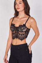 Sheer Lace Eyelash Trim Bralette - Top - British D'sire