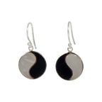 Sundari Jewellery Striking Mother of Pearl and Coral Combined Circle Earrings with Sterling Silver