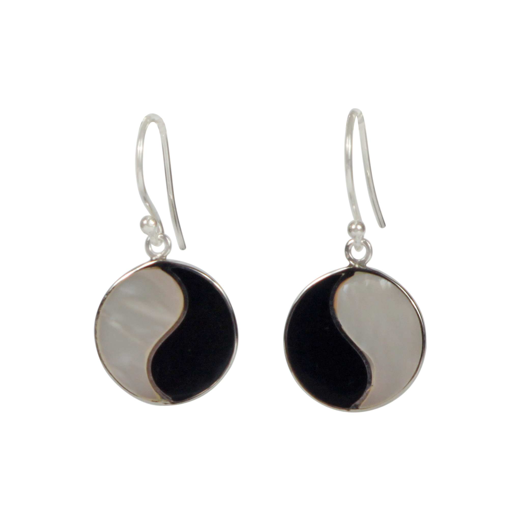 Sundari Jewellery Striking Mother of Pearl and Coral Combined Circle Earrings with Sterling Silver