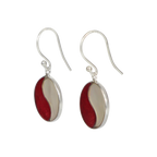 Sundari Jewellery Striking Mother of Pearl and Coral Combined Circle Earrings with Sterling Silver
