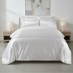Shimmer Duvet Cover Set Luxury Bedding with Elegant Metallic Finish - Super King - White - British D'sire