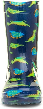 shoezone - Tornado Kids Dinosaur Navy & Green Welly - Boots - British D'sire