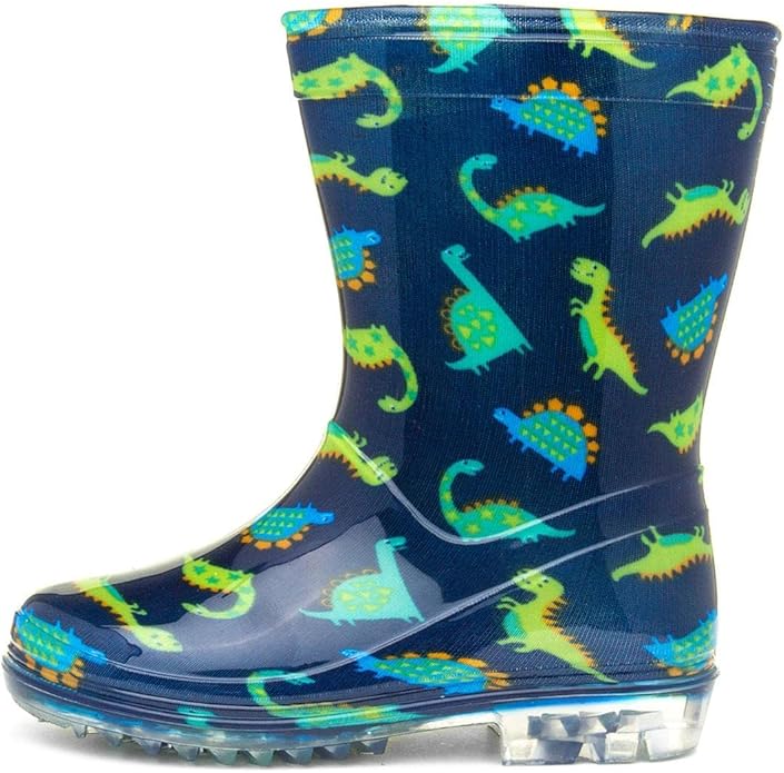 shoezone - Tornado Kids Dinosaur Navy & Green Welly - Boots - British D'sire
