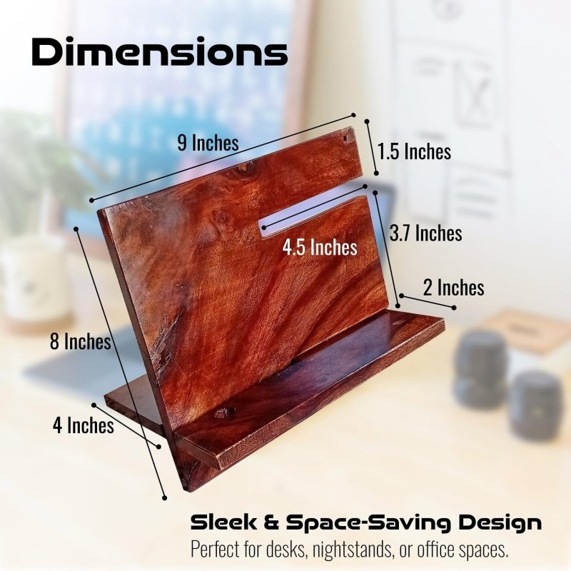 SHOPUKASA Wooden Phone Stand | Docking Station | Nightstand Organizer | Valet Tray for Men | Bedside Table | Birthday Gift for Husband, Dad | Watch & Key Holder – (Walnut) Secondary image