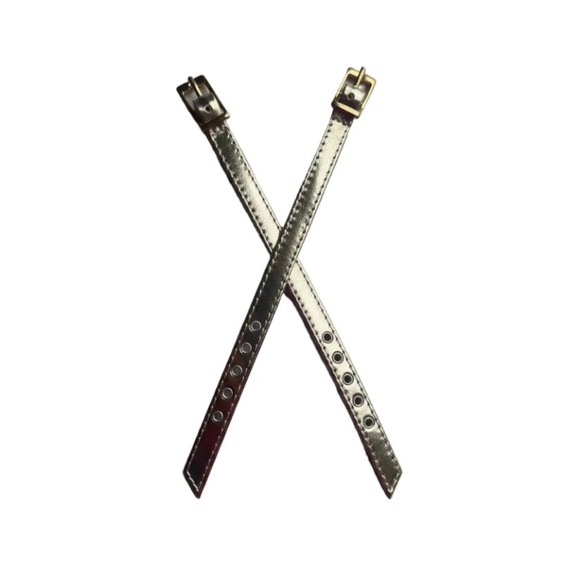 Short Mirror Gold Leather Strap - Accessories - British D'sire Main image