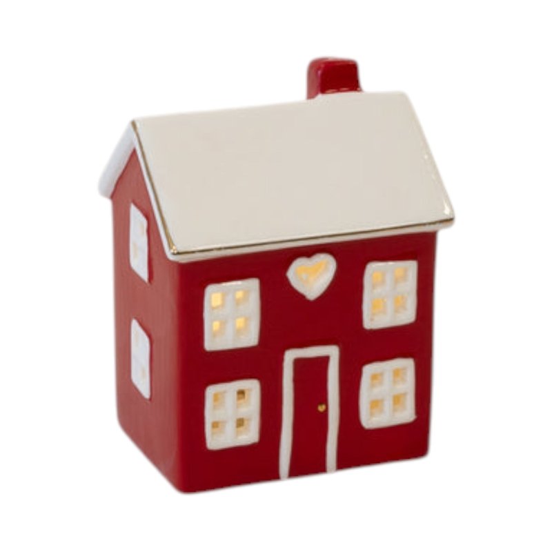 Short Red Ceramic LED Heart House - Figurines - British D'sire