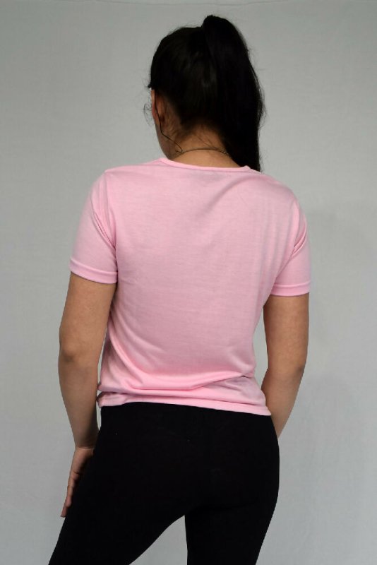 Short-Sleeved V Neck Women's T Shirt in Dark Pink - Shirts & Tops - British D'sire