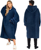 Sienna Extra Long Oversized Blanket Hoodie Wearable Throw with Pockets Sleeves Soft Sherpa Fleece Wearable Throw Giant Sweatshirt, Charcoal Grey - Unisex Hoodies - British D'sire