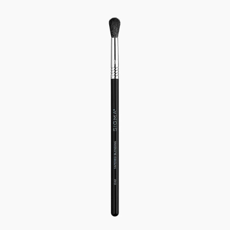 Sigma Beauty E40 Tapered Blending Brush - Black and Chrome - Makeup Brushes - British D'sire
