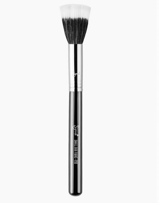 Sigma Beauty F55 Small Duo Fiber Brush - Black & Chrome - Makeup Brush - British D'sire
