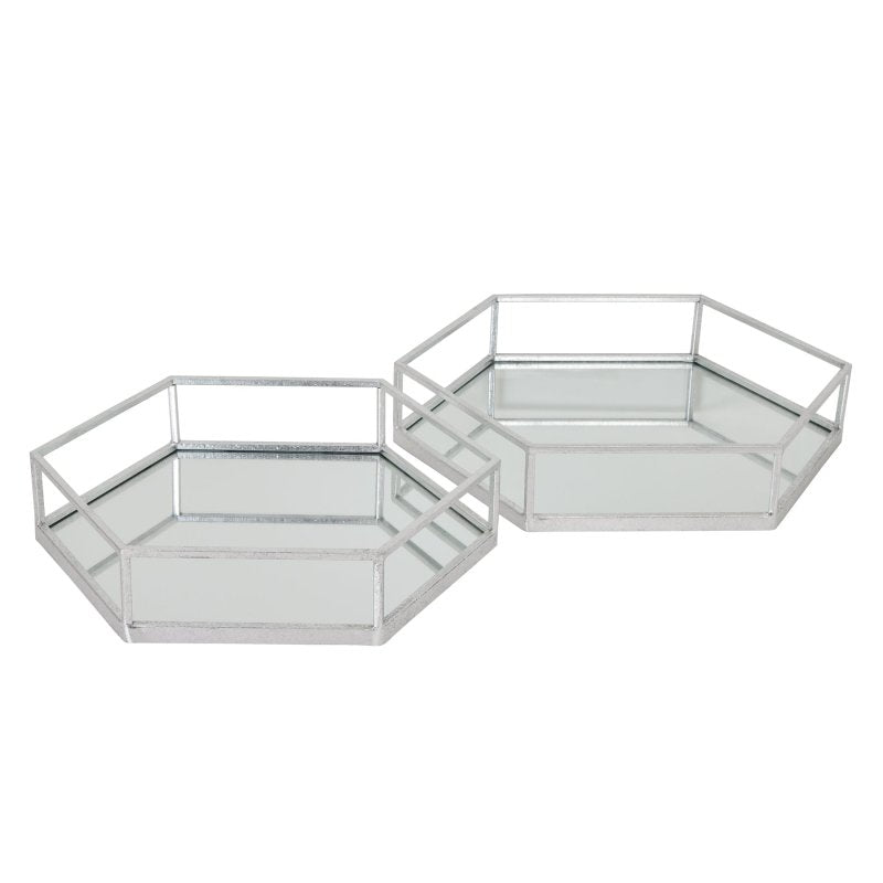 Silver Hexagon Set of Two Trays - Serving Tray - British D'sire