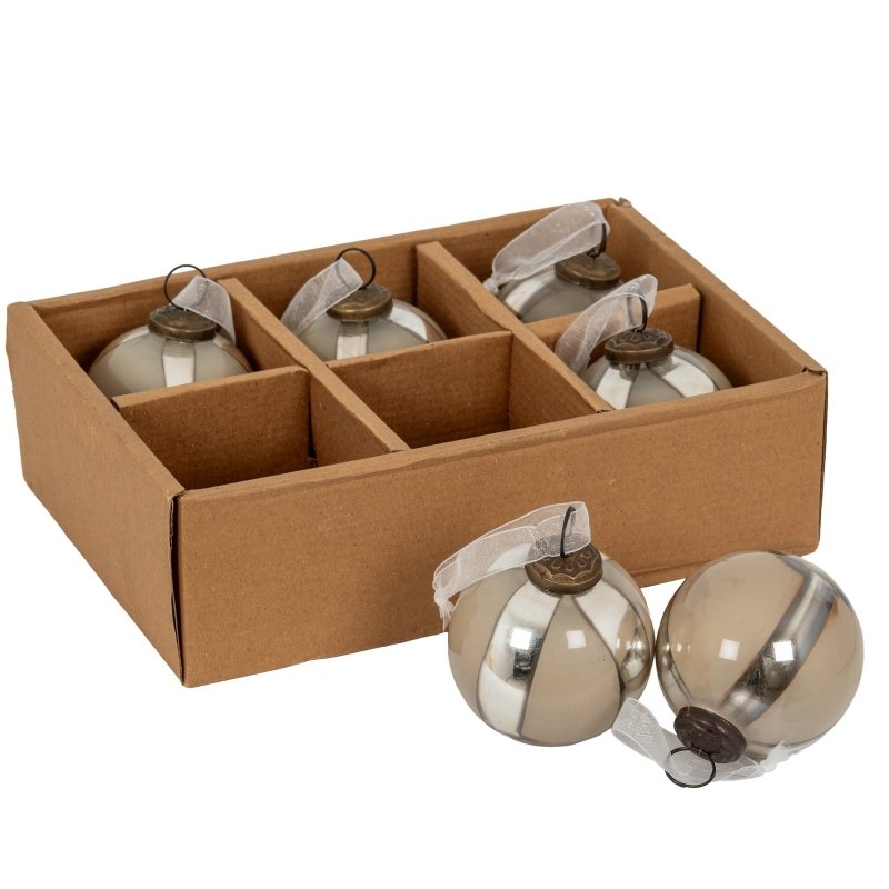 Silver Ombre Set Of 6 Baubles Home Decor Ornament Decoration - Christmas Decor - British D'sire