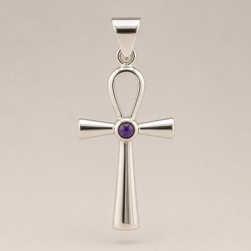 Silver Plated (45cm Cord)- Ankh Symbol of Eternal Life - Indian Devotional Pendants - British D'sire