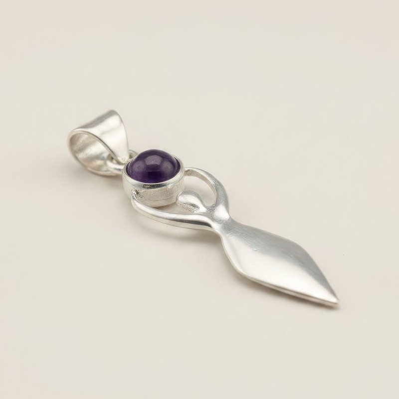 Silver Plated (45cm Cord)- Goddess Amethyst - Indian Devotional Pendants - British D'sire