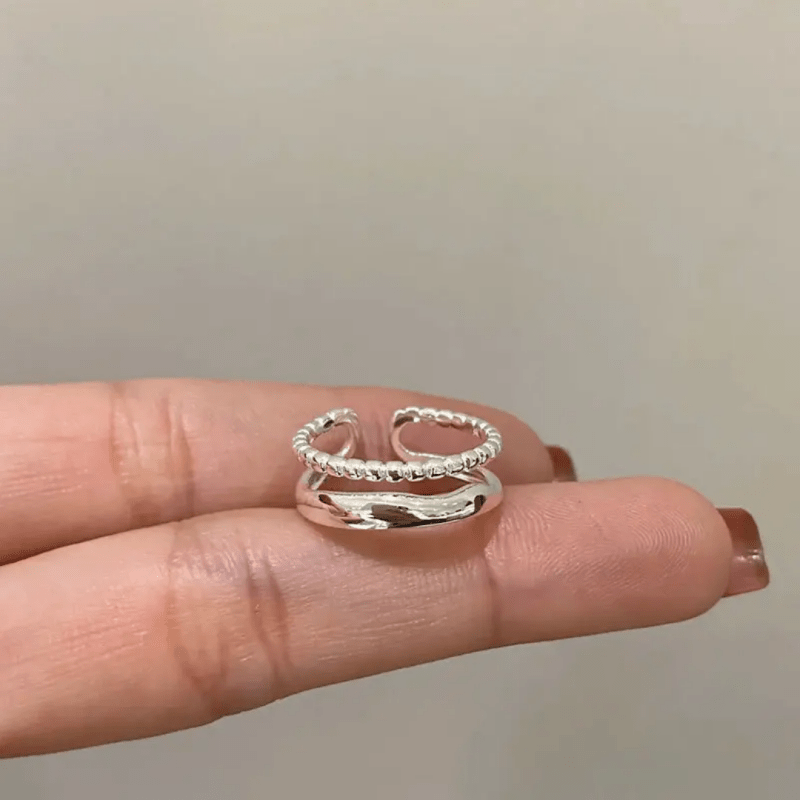Silver ring 925 pure sterling double chains rings elegant silver band rings for women gift for special occasions - Rings - British D'sire