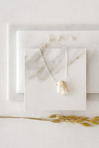 Silver "Three Jewels of Buddhism" Necklace with Peach Agate - Necklaces - British D'sire