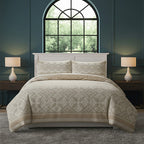 Elegant Floral Duvet Set Modern Flower Pattern Bedding for Home Decor - Single - Silver