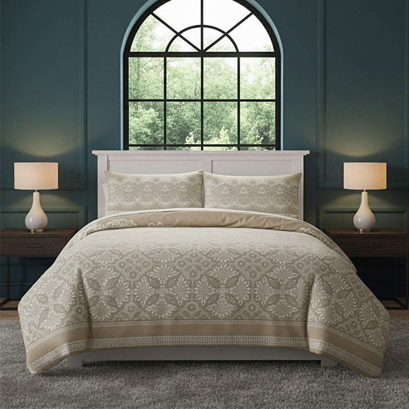 Elegant Floral Duvet Set Modern Flower Pattern Bedding for Home Decor - Single - Silver