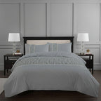 Ruffle Design Duvet Cover Soft Elegant Bedding Set with Pillowcases - Super King - Silver