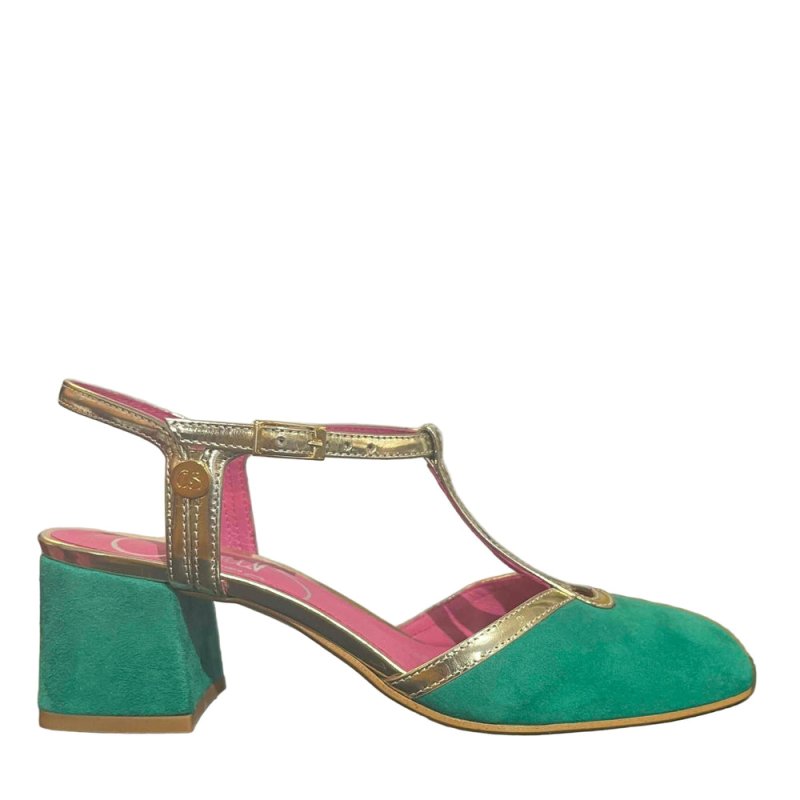 Simone - Green gold t strap - British D'sire