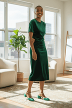 Simone - Green gold t strap - British D'sire